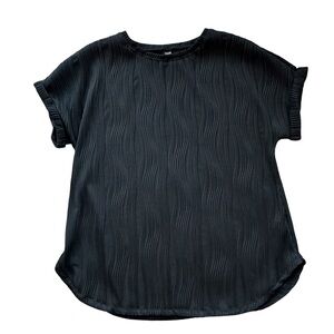 Maternity Black Textured Short Sleeve Top dressy blouse Size Large